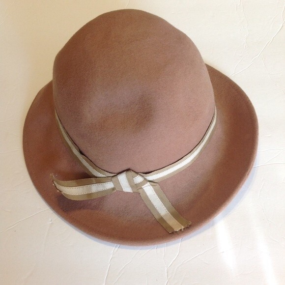 LANCASTER Vintage 100% Wool Tan Camel Cream Hat Ribbon Made in USA OSFM - Picture 6 of 6